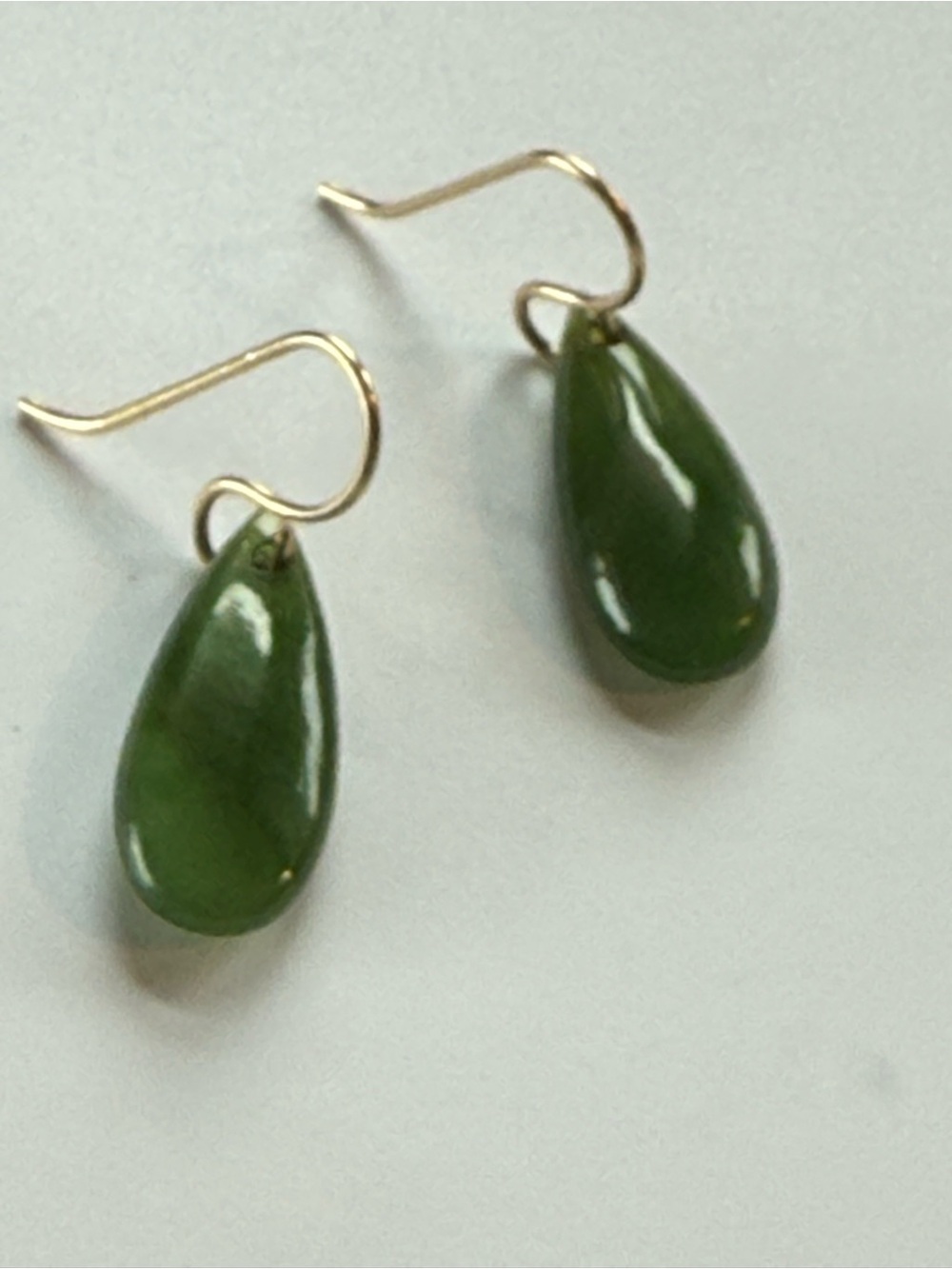 Green Teardrop Dangle Earrings - British Columbia Jade